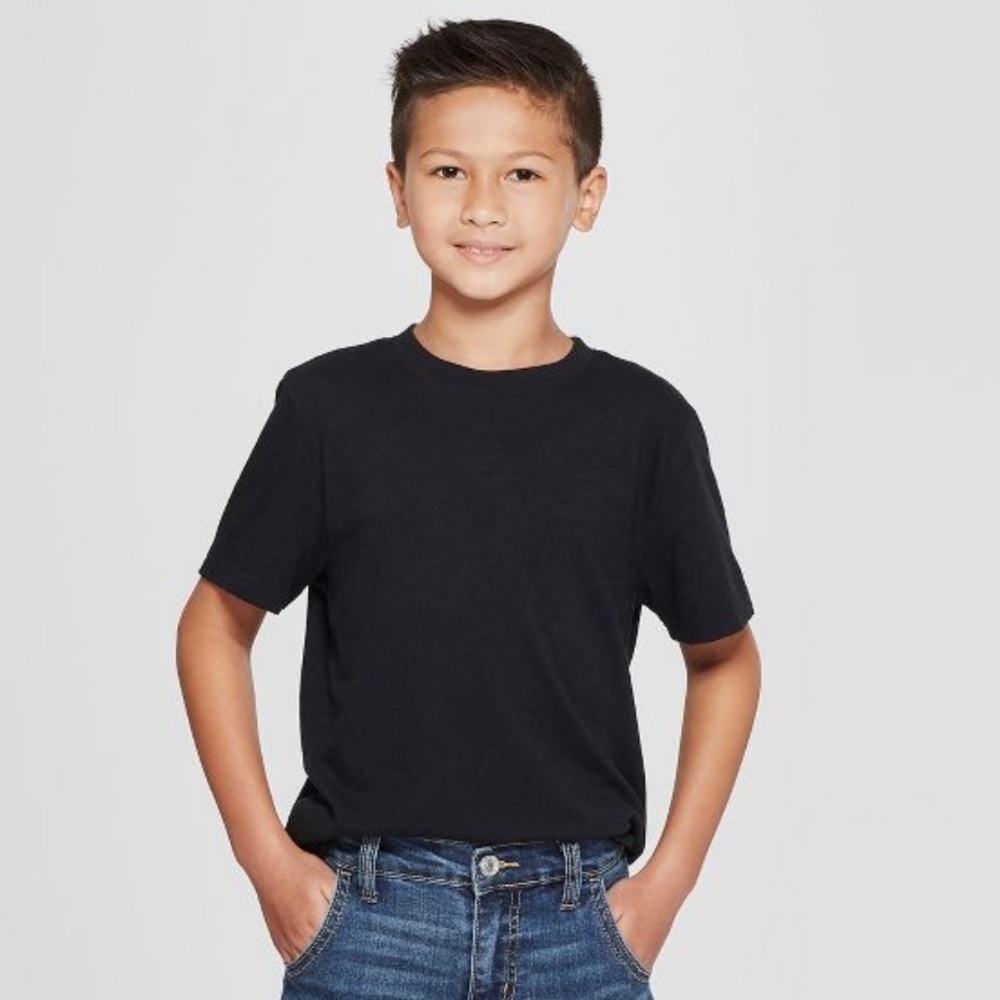 Cat & Jack Boys' Short Sleeve T-Shirt black Size XL (16). 60% cotton 40% poly